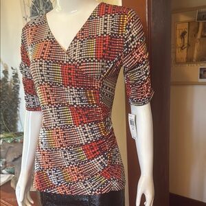 NWT Style&Co size small Stylish Women's Multicolor V-Neck Top